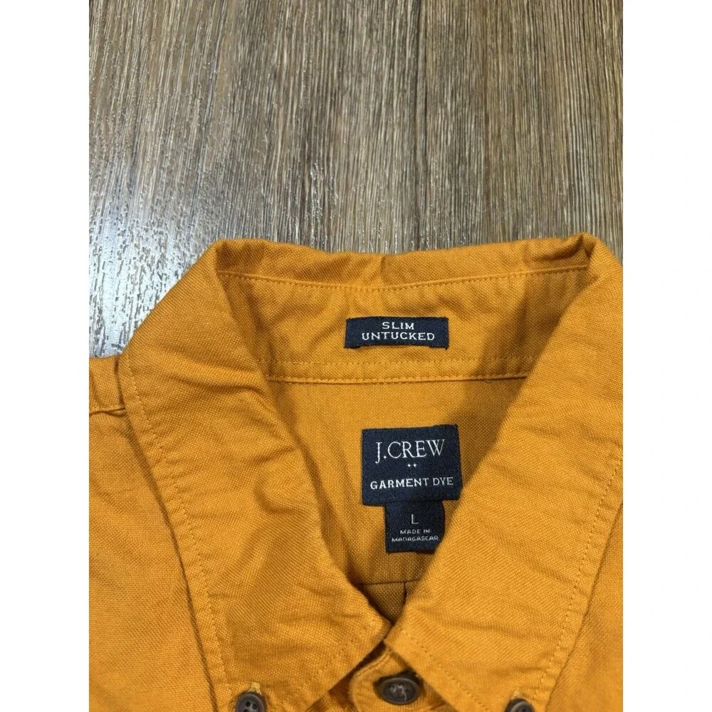 J Crew Shirt Mens L Orange Untucked Fit OCBD Oxford Preppy Luxury Casual